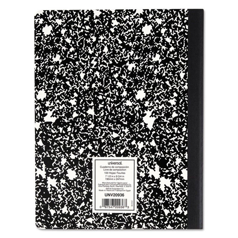 Universal UNV20936 9.75 in. x 7.5 in. 100-Sheet Composition Book - Wide/Legal Rule, Black Marble Cover (6/Pack) - Image 5
